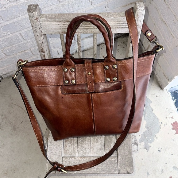 Patricia Nash Handbags - Patricia Nash CARDUCCI Leather Tote POCKET bag in Cognac